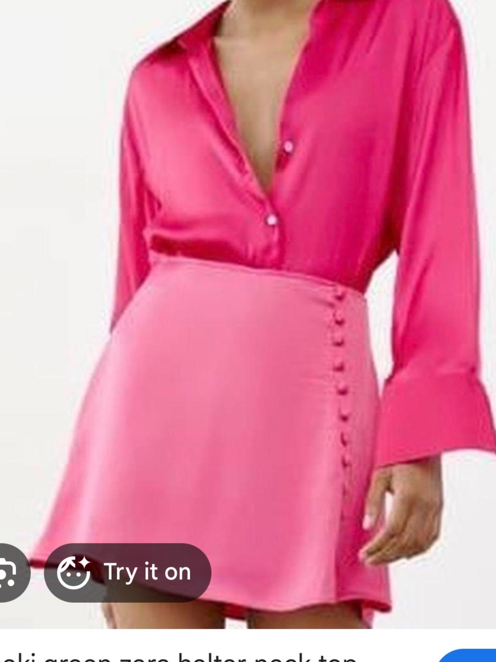 Zara Hot Pink Satin Mini Skirt with Side Buttons